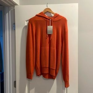 Everlane orange merino hooded sweater